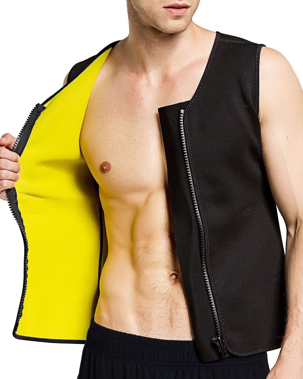 Men's Yoga Sauna Running Exercise Zipper Vest Fast Fat Burning