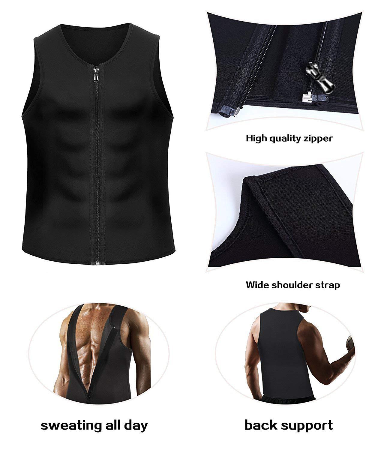 Men's Yoga Sauna Running Exercise Zipper Vest Fast Fat Burning