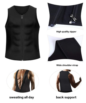 Men's Yoga Sauna Running Exercise Zipper Vest Fast Fat Burning