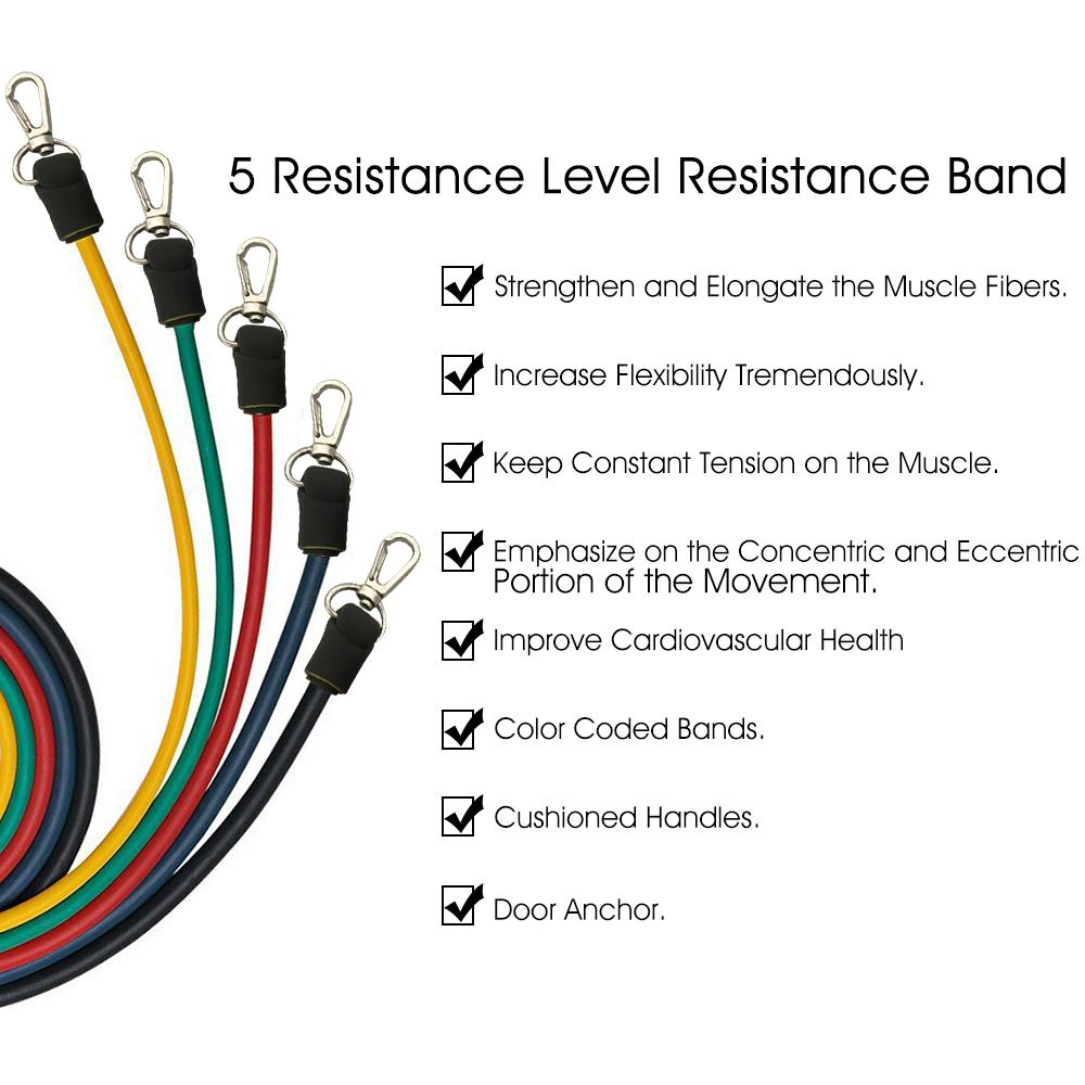 Sports Fitness Home Exercise 11 In Kit Resistance Loop Bands